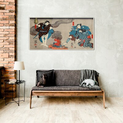 Traditional style bonfire scene Glass art print