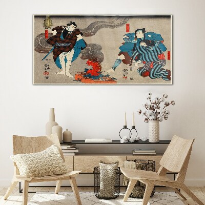 Traditional style bonfire scene Glass art print