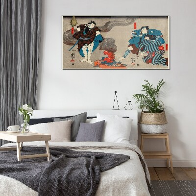 Traditional style bonfire scene Glass art print