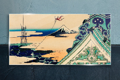 Winter landscape with a kite Wall art on glass