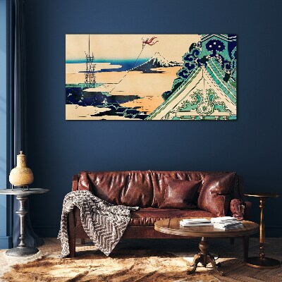 Winter landscape with a kite Wall art on glass
