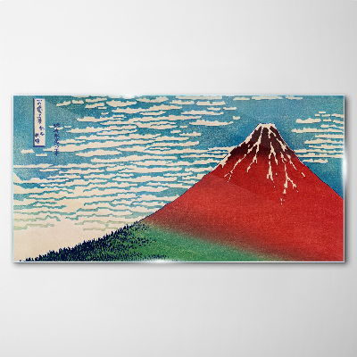 Mount Fuji in the clouds Glass art print