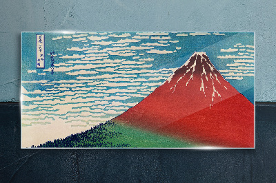 Mount Fuji in the clouds Glass art print