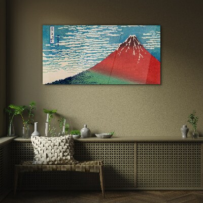 Mount Fuji in the clouds Glass art print