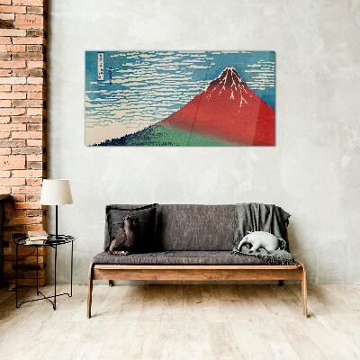 Mount Fuji in the clouds Glass art print