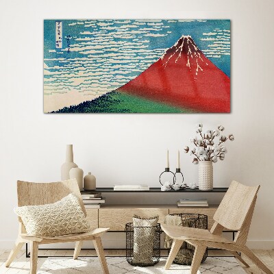 Mount Fuji in the clouds Glass art print