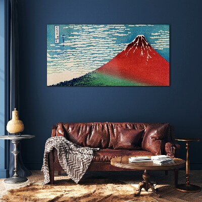 Mount Fuji in the clouds Glass art print