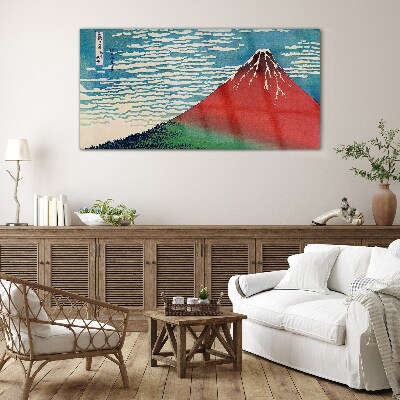 Mount Fuji in the clouds Glass art print