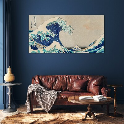 Sea storm waves boats Glass Wall Art