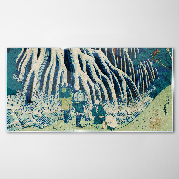 Under the tree in a winter scenery Glass art print