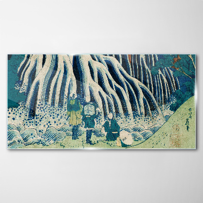 Under the tree in a winter scenery Glass art print