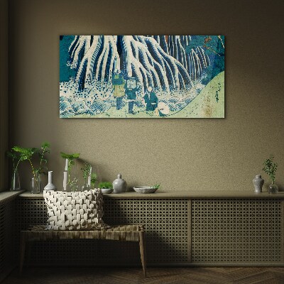 Asia waterfall waves Glass Wall Art