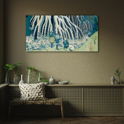 Under the tree in a winter scenery Glass art print