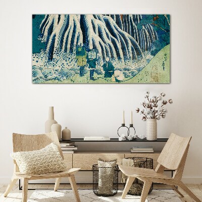 Under the tree in a winter scenery Glass art print