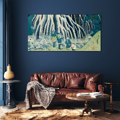 Under the tree in a winter scenery Glass art print