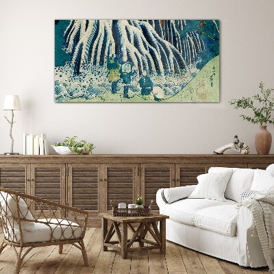 Under the tree in a winter scenery Glass art print