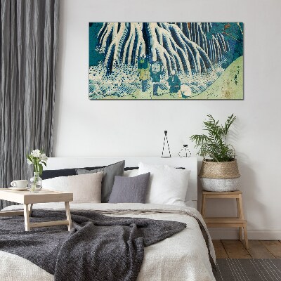 Under the tree in a winter scenery Glass art print