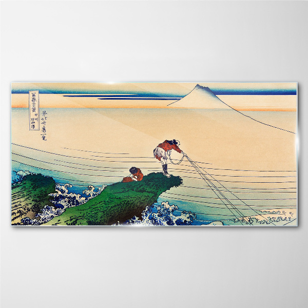 Fishermen by the Shore Wall art on glass