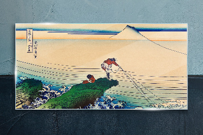 Fishermen by the Shore Wall art on glass
