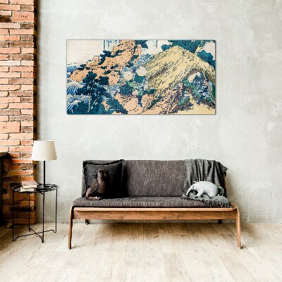 Japanese Village Scene Glass art print