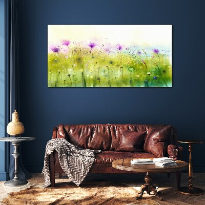 Floral landscape in pastel shades Glass art print