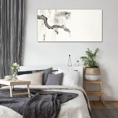 Master Monkey on a Branch Wall art on glass