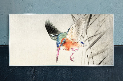 The joyful flight of the kingfisher Glass art print