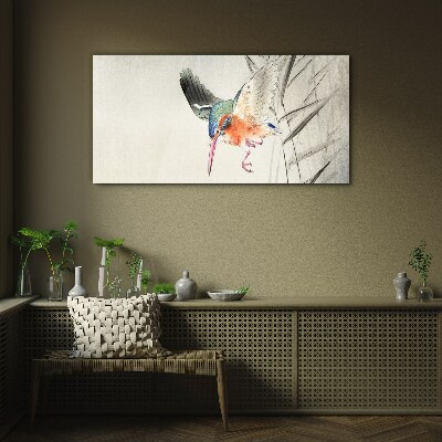The joyful flight of the kingfisher Glass art print