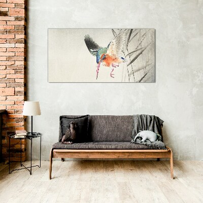 The joyful flight of the kingfisher Glass art print