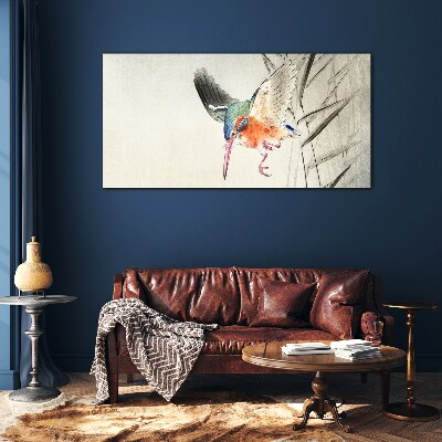 The joyful flight of the kingfisher Glass art print