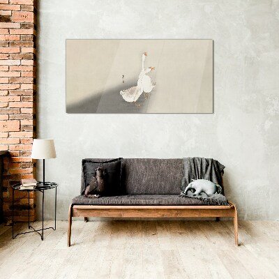 Geese on a minimalist background Wall art on glass