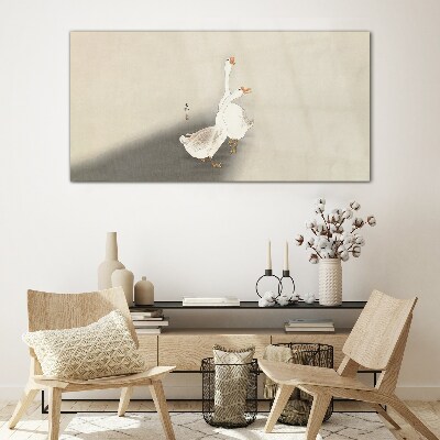 Geese on a minimalist background Wall art on glass