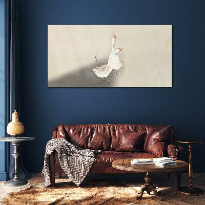 Geese on a minimalist background Wall art on glass