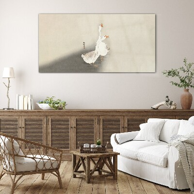 Geese on a minimalist background Wall art on glass