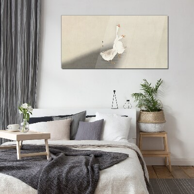 Geese on a minimalist background Wall art on glass