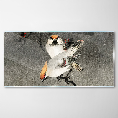 Animals birds asia branch Glass Wall Art