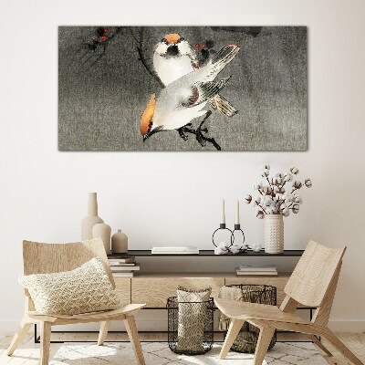 Birds on a branch Wall art on glass