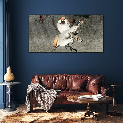 Birds on a branch Wall art on glass