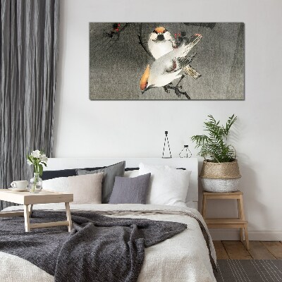 Birds on a branch Wall art on glass