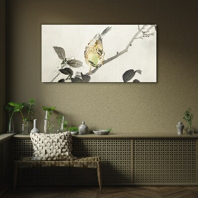 Animal bird branch Glass Wall Art