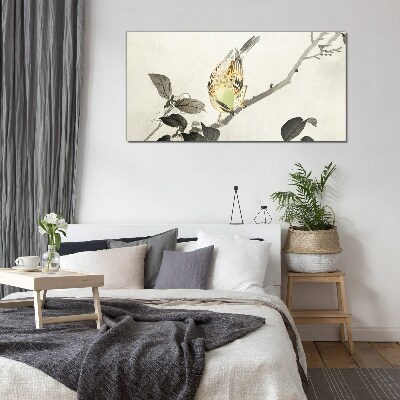 Animal bird branch Glass Wall Art