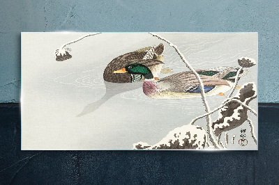 A peaceful scene with ducks Glass art print
