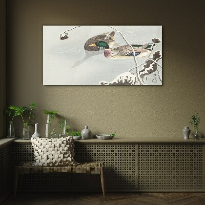 A peaceful scene with ducks Glass art print