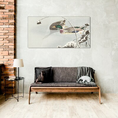 A peaceful scene with ducks Glass art print
