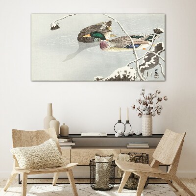 A peaceful scene with ducks Glass art print