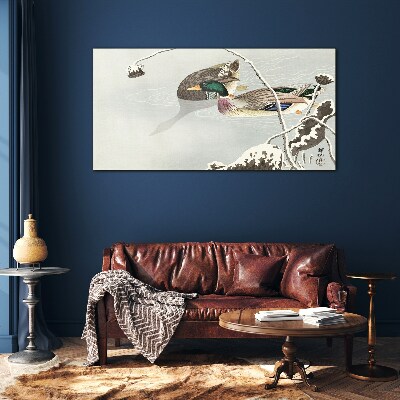 A peaceful scene with ducks Glass art print
