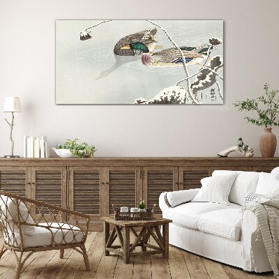 A peaceful scene with ducks Glass art print