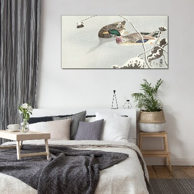 A peaceful scene with ducks Glass art print