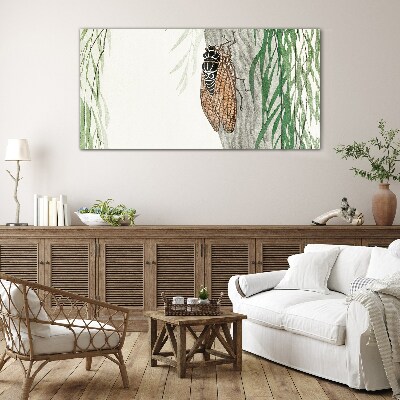 Chirping in the green Wall art on glass