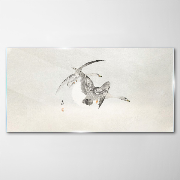 Animals birds goose heaven Glass Wall Art